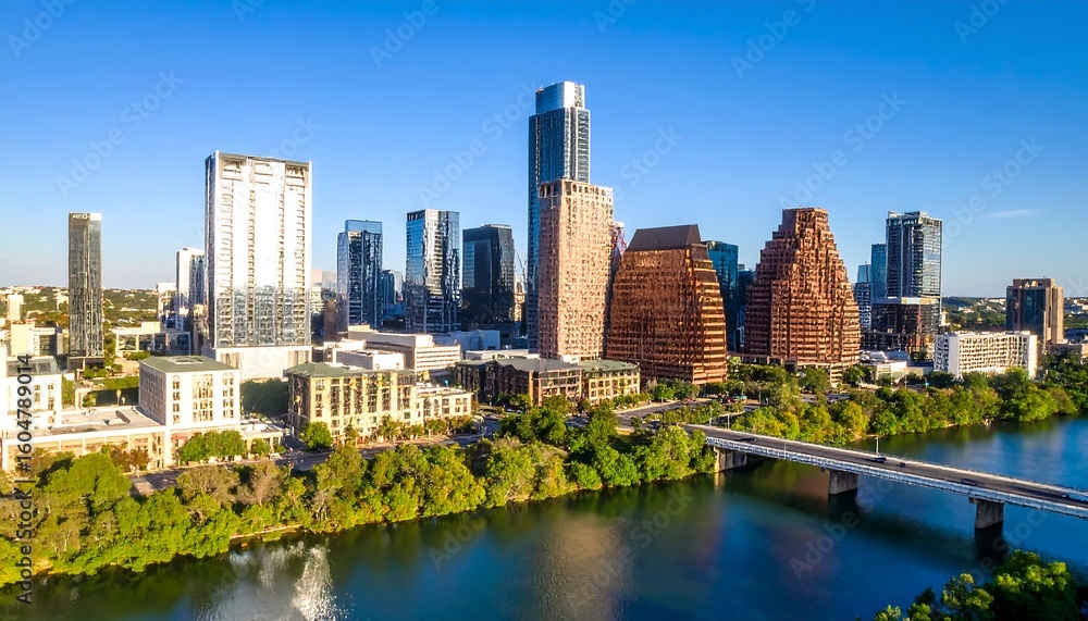 Fototapeta premium Panoramic city skyline over a river