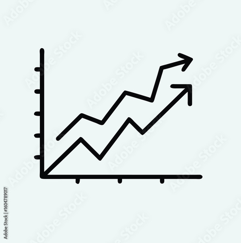 Two upward trending lines on a simple graph
