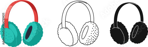 Find winter earmuffs vector illustration for cold weather protection design