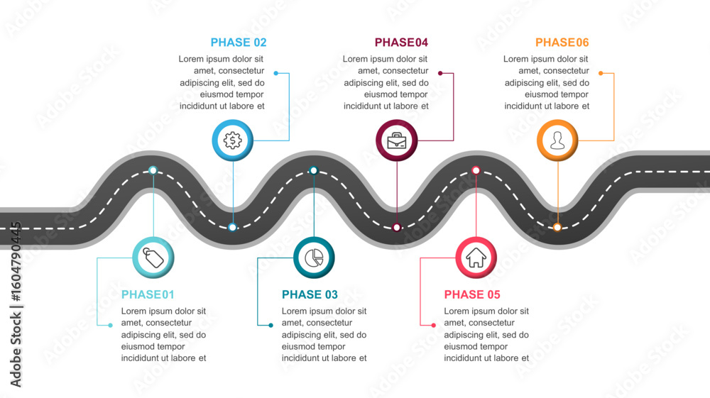 Foto Highway roadmap with pins