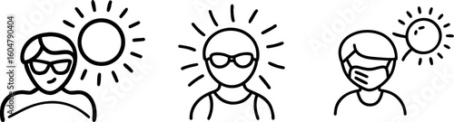 Human Impact Doodle Icons | Overheating, Pollution & Health Effects