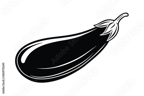 Eggplant In Smooth Purple Tone White Background