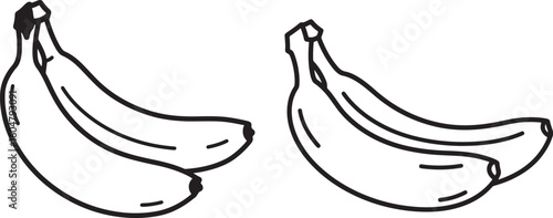 Two bananas in a simple line drawing silhouette