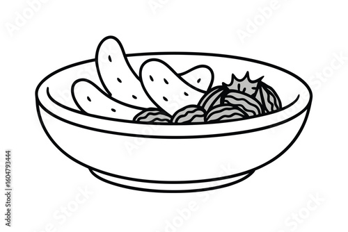 black and white bowl of food clip art preview