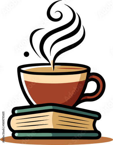 cup of coffee with a book National Book Lovers Day icon 