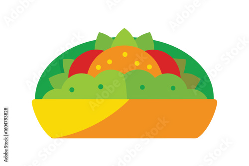 Colorful Taco Salad With Guacamole And Tortilla Chips