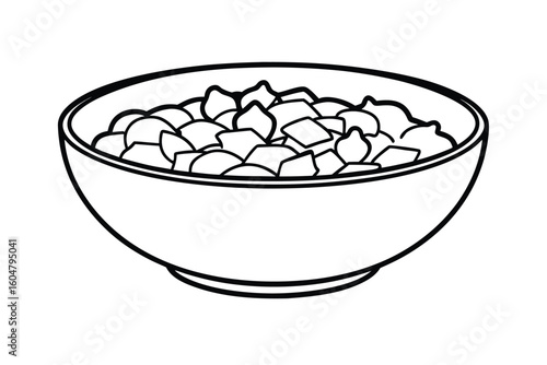 black and white bowl of food clip art preview