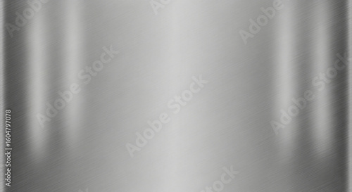 Sleek, brushed silver metal with fine horizontal lines, subtle reflectivity, and varying light and dark tones, creating a modern aesthetic.