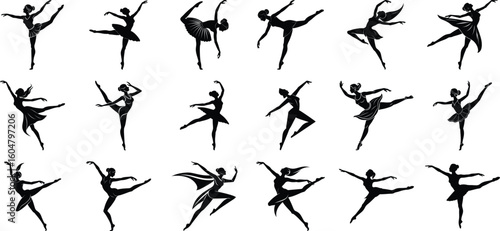 Ballet Dancer Poses Collection in Silhouette Style