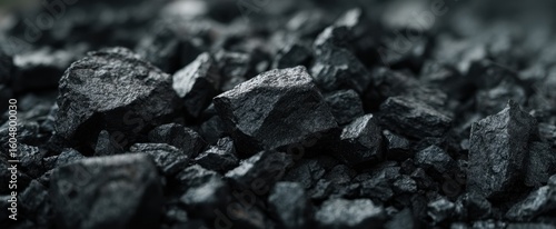 The intricate details of coal piled on a dark surface.