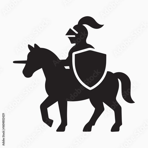 Majestic Knight Riding a Unicorn Silhouette A Symbol of Courage and Fantasy in Equestrian Art