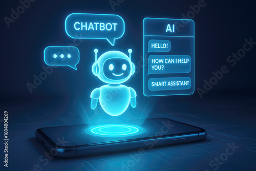 Wallpaper Mural Holographic robot chatbot interface on smartphone artificial intelligence Torontodigital.ca