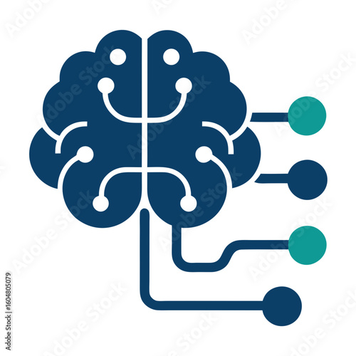Abstract digital brain with connected nodes representing artificial intelligence and neural networks