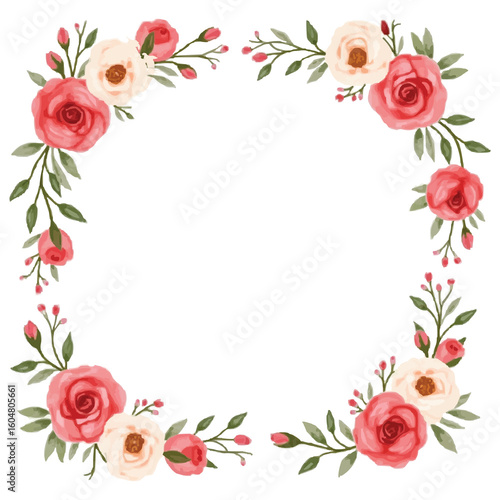 watercolor rose flower frame