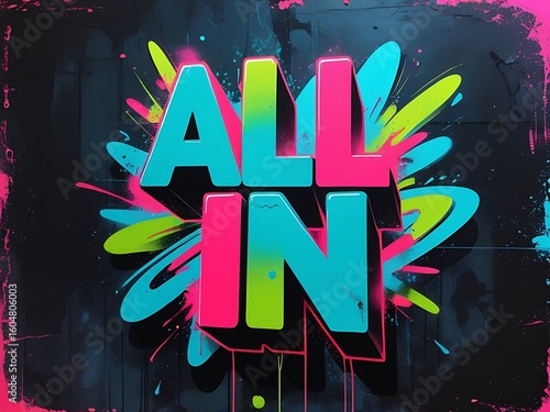 All In vibrant 3D typography.