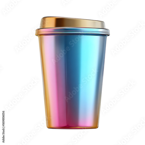 Wallpaper Mural Gradient metallic tumbler cup with fitted lid, isolated on transparent background. Torontodigital.ca
