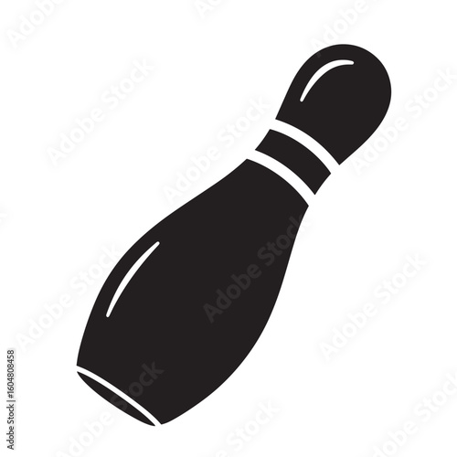 Black bowling pin with white stripes sport game