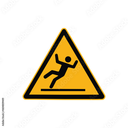 Warning Sign Indicating Slippery Surface and Risk of Falling Down A Cautionary Symbol for Workplace Safety