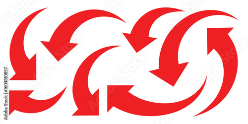 Curved directional arrow set. Arrow sign. Curved or arch arrow icon. arrow symbol collection. Simple red curve arrow icon vector illustration 