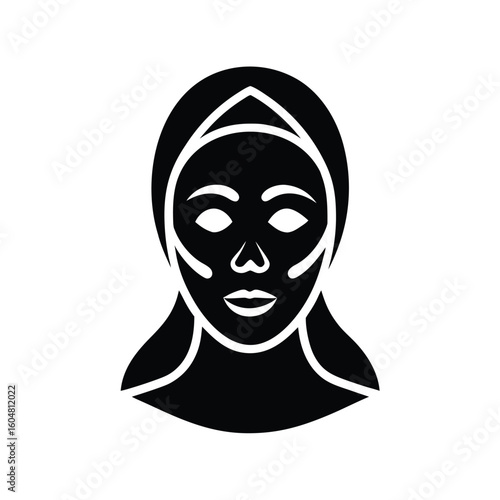 Silhouette a person applying a facial mask or beauty treatment face head