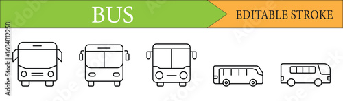 Bus and Public Transportation Line Icons Set