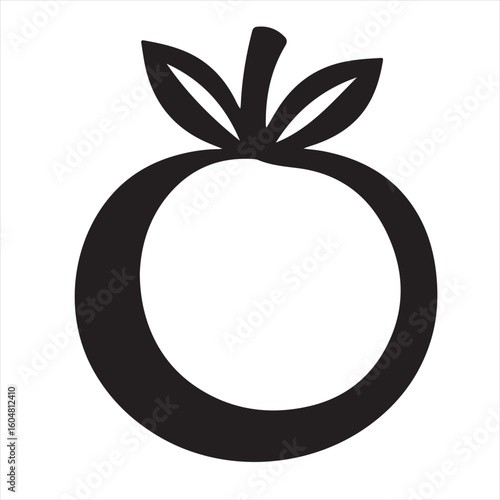 Silhouette Style Vector Tomato Logo Icon – Minimalist Vegetable Graphic for Organic Farm Branding, Fresh Produce Market, Vegan Food Packaging, Culinary Design, and Healthy Natural Food Business Themes