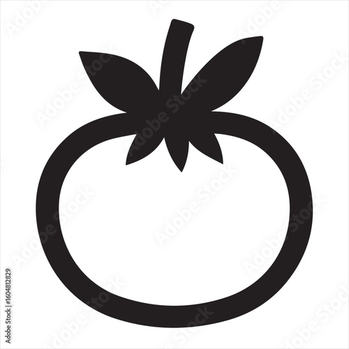 Silhouette Style Vector Tomato Logo Icon – Minimalist Vegetable Graphic for Organic Farm Branding, Fresh Produce Market, Vegan Food Packaging, Culinary Design, and Healthy Natural Food Business Themes