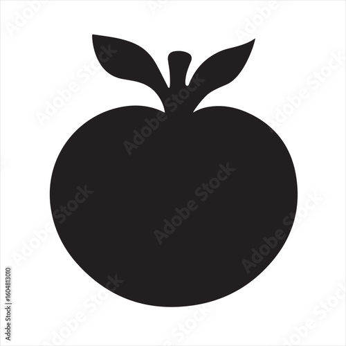 Silhouette Style Vector Tomato Logo Icon – Minimalist Vegetable Graphic for Organic Farm Branding, Fresh Produce Market, Vegan Food Packaging, Culinary Design, and Healthy Natural Food Business Themes