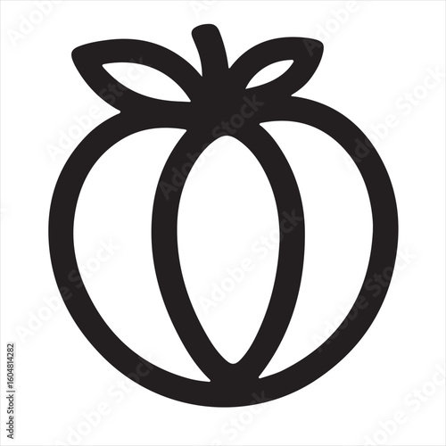 Silhouette Style Vector Tomato Logo Icon – Minimalist Vegetable Graphic for Organic Farm Branding, Fresh Produce Market, Vegan Food Packaging, Culinary Design, and Healthy Natural Food Business Themes
