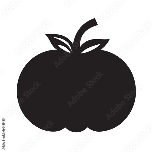 Silhouette Style Vector Tomato Logo Icon – Minimalist Vegetable Graphic for Organic Farm Branding, Fresh Produce Market, Vegan Food Packaging, Culinary Design, and Healthy Natural Food Business Themes