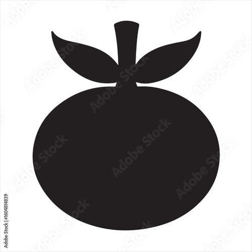 Silhouette Style Vector Tomato Logo Icon – Minimalist Vegetable Graphic for Organic Farm Branding, Fresh Produce Market, Vegan Food Packaging, Culinary Design, and Healthy Natural Food Business Themes