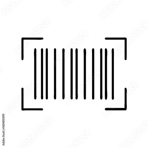 Barcode icon with scanning borders in minimalistic style  