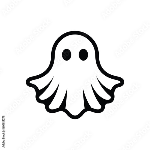 Simple outline of a cute friendly ghost with big eyes