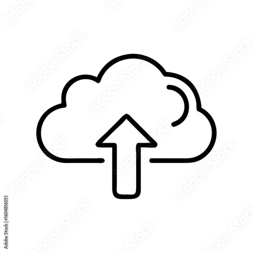 Cloud with upload arrow symbolizing data transfer and storage  