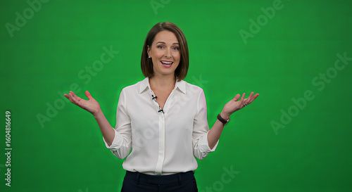 Woman smiling and gesturing