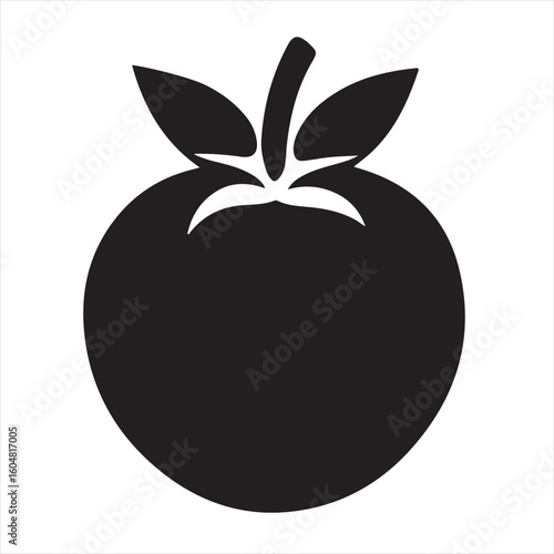 Silhouette Style Vector Tomato Logo Icon – Minimalist Vegetable Graphic for Organic Farm Branding, Fresh Produce Market, Vegan Food Packaging, Culinary Design, and Healthy Natural Food Business Themes