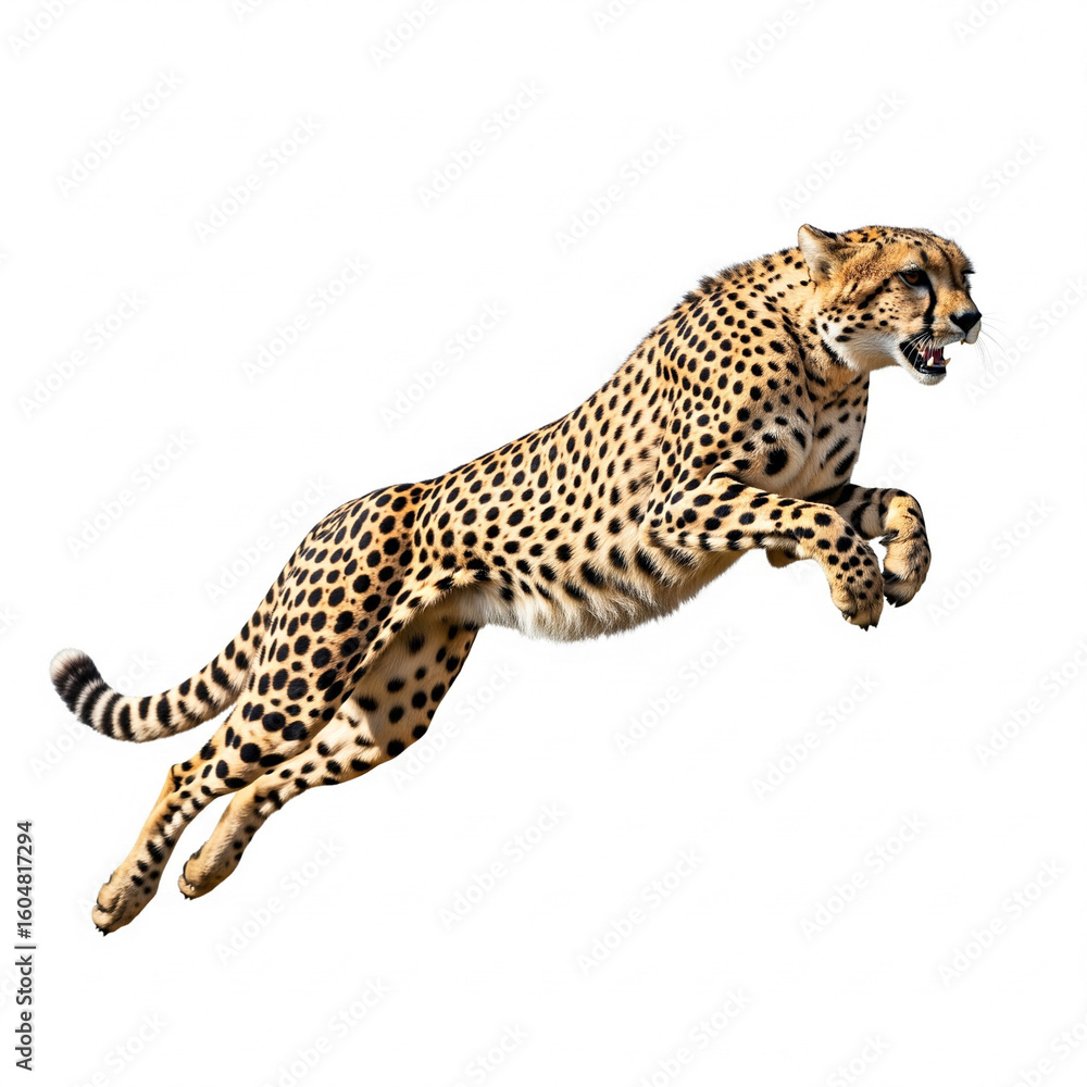 Fototapeta premium leopard jumping on white background