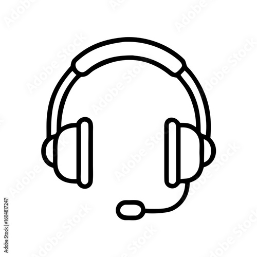 Headphones with microphone in minimalist line art design  
