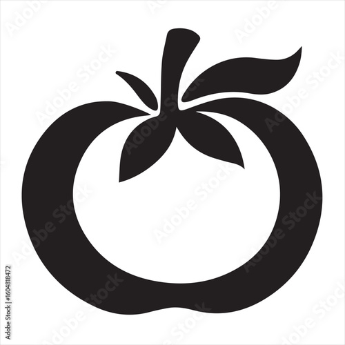 Silhouette Style Vector Tomato Logo Icon – Minimalist Vegetable Graphic for Organic Farm Branding, Fresh Produce Market, Vegan Food Packaging, Culinary Design, and Healthy Natural Food Business Themes