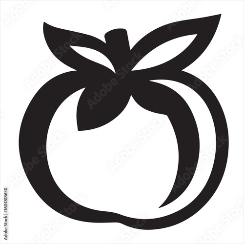 Silhouette Style Vector Tomato Logo Icon – Minimalist Vegetable Graphic for Organic Farm Branding, Fresh Produce Market, Vegan Food Packaging, Culinary Design, and Healthy Natural Food Business Themes