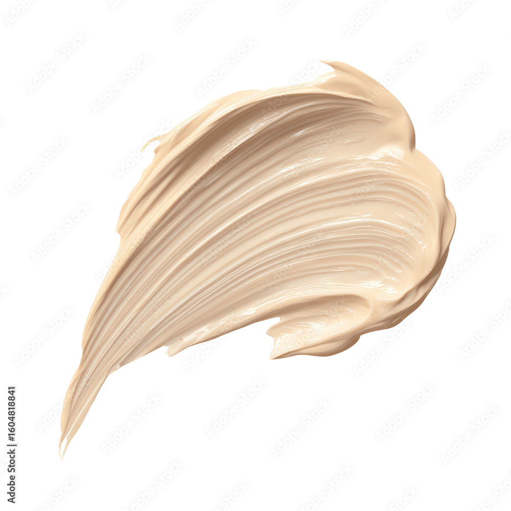 Naklejka premium Creamy beige cosmetic foundation swatch with smooth texture isolated on transparent background