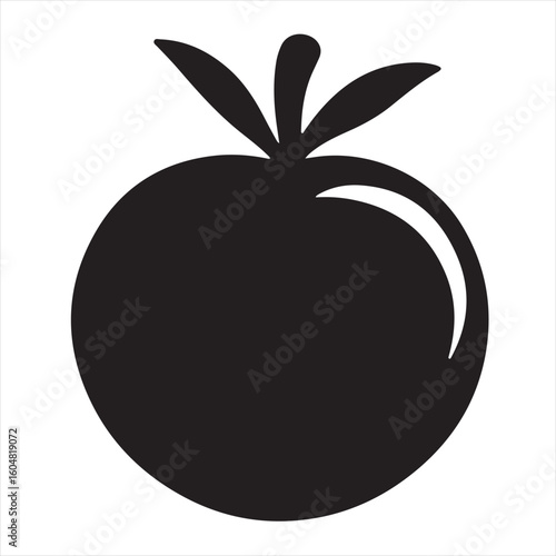 Silhouette Style Vector Tomato Logo Icon – Minimalist Vegetable Graphic for Organic Farm Branding, Fresh Produce Market, Vegan Food Packaging, Culinary Design, and Healthy Natural Food Business Themes