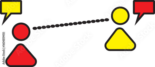 People Communication Vector Illustration – Modern Flat Design of Two Characters Chatting, Exchanging Messages, and Connecting Digitally via Mobile Technology for Business and Social Use

