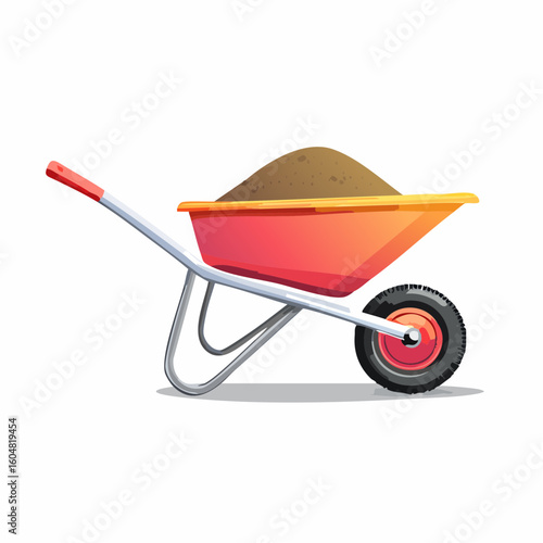 Wheelbarrow of Earth: A vibrant illustration of a wheelbarrow overflowing with earth, symbolizing growth, labor, and the raw essence of the earth.