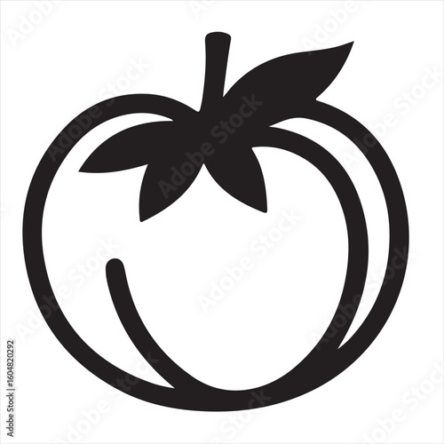 Silhouette Style Vector Tomato Logo Icon – Minimalist Vegetable Graphic for Organic Farm Branding, Fresh Produce Market, Vegan Food Packaging, Culinary Design, and Healthy Natural Food Business Themes