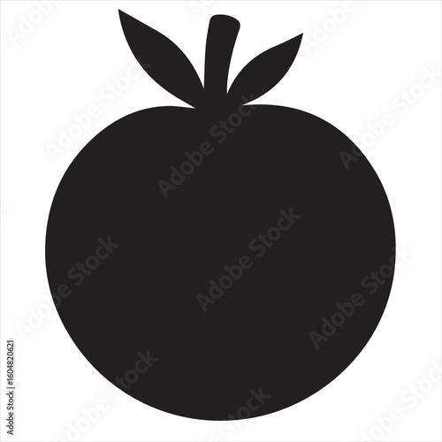 Silhouette Style Vector Tomato Logo Icon – Minimalist Vegetable Graphic for Organic Farm Branding, Fresh Produce Market, Vegan Food Packaging, Culinary Design, and Healthy Natural Food Business Themes