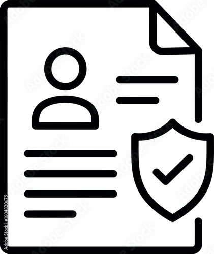 Personal data security icon document with shield checkmark