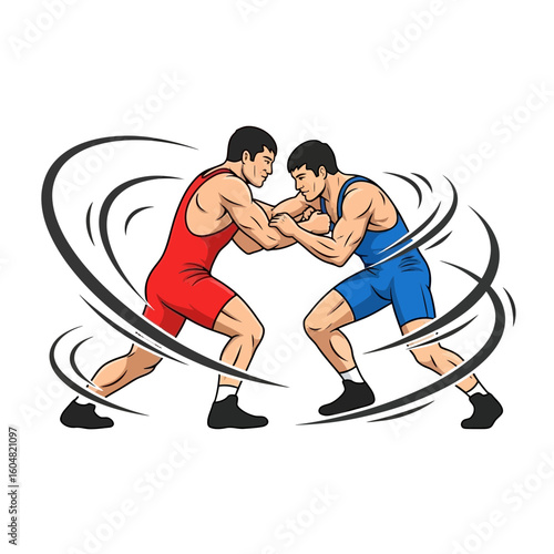 Two Wrestlers in Dynamic Struggle ActionPacked Combat