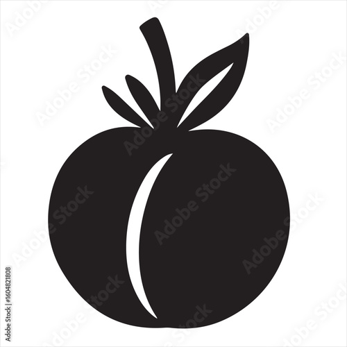 Silhouette Style Vector Tomato Logo Icon – Minimalist Vegetable Graphic for Organic Farm Branding, Fresh Produce Market, Vegan Food Packaging, Culinary Design, and Healthy Natural Food Business Themes