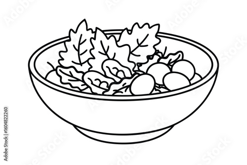 Wooden Salad Bowl Filled With Mixed Greens And Veggies